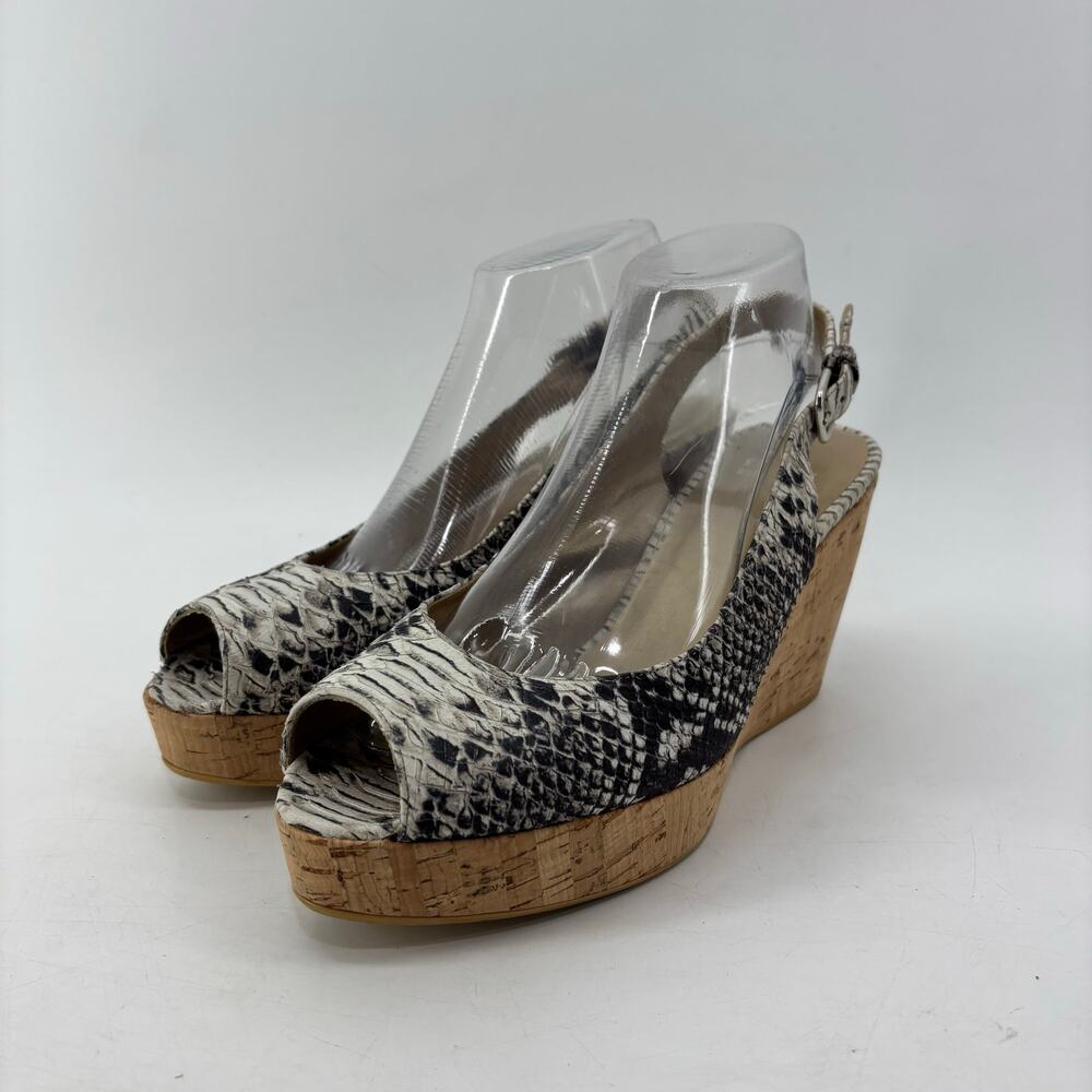 Stuart Weitzman Womens Size 10 Jean Snake Wedge Slingback Sandal